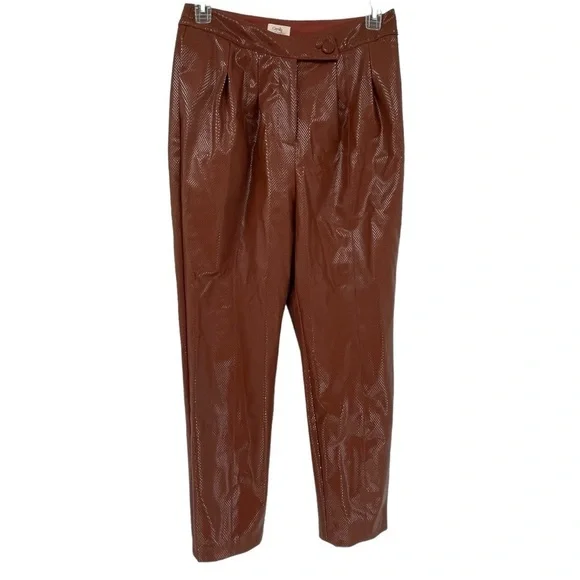 Camila Coelho Filomena Pant in Cognac size Large Women’s Faux Leather Lined - Picture 3 of 13